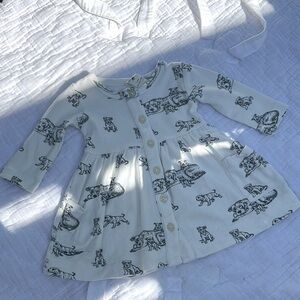 Kate Quinn White Baby Dress with Animal Print